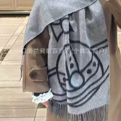 Empress Saturn Embroidered Double-Sided Wool Scarf Autumn Winter Warm Tassel Large Shawl Soft Cashmere Shawl for Women