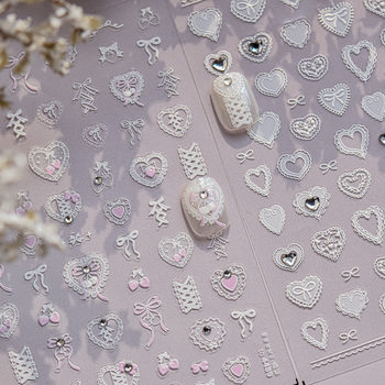 Tomoni Crystal Diamond Nail Art Stickers Ins Explosive Mobile Phone Children's Nail Stickers Love Lace Jewelry Stickers Nail Art