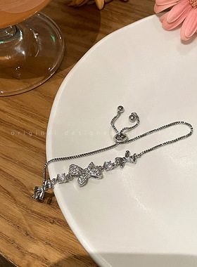 夏季蝴蝶结抽拉手链女高级感ins