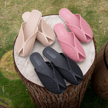 [Dropshipping]Women's Summer Ins Half-Toe Open-Toe Slippers for Indoor and Outdoor Use, Lazy Non-Slip Soft-Soled Flat Sandals for Outdoor Wear