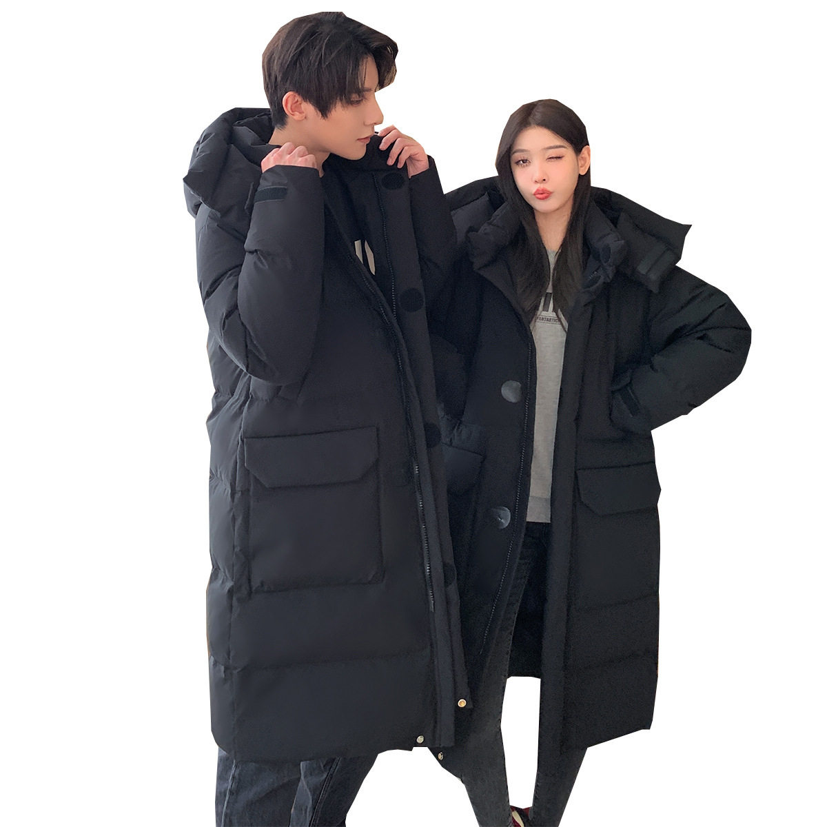 Moho Northeast Thickeneded down Jacket for Men and Women, Waterproof, Cold-Proof and Warm Harbin Travel Equipment Couple Long Jacket