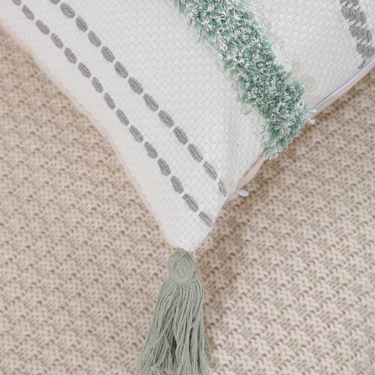 New Cotton Gauze Jacquard Tufted Tassel Pillow Case Office Lumbar Pillow Home Sofa Bedside Cushion Wholesale