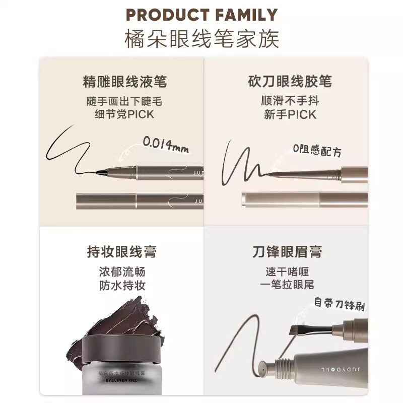Judydoll Orange Blossom Precision Eyeliner Gel Pen, Ultra-Fine, Smooth, Highly Pigmented Black, Not Easy to Break, Suitable for Beginners