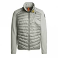 Pieced stand collar non-hooded silver-gray down jacket