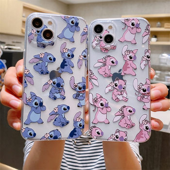 Stitch Doll iphone16pro Phone Case Cartoon Couple Apple 14 All-inclusive Transparent 12 Soft Case