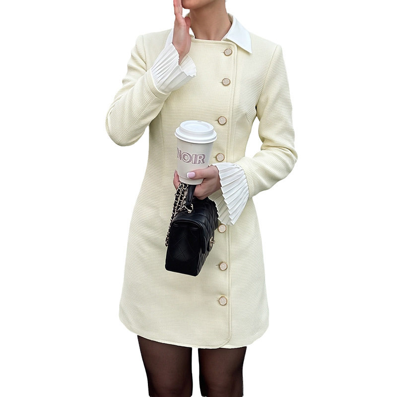 French Style Waist Defined Blazer Dress Elegant Lapel Lightweight Fabric Chic Design Perfect for Office and Evening