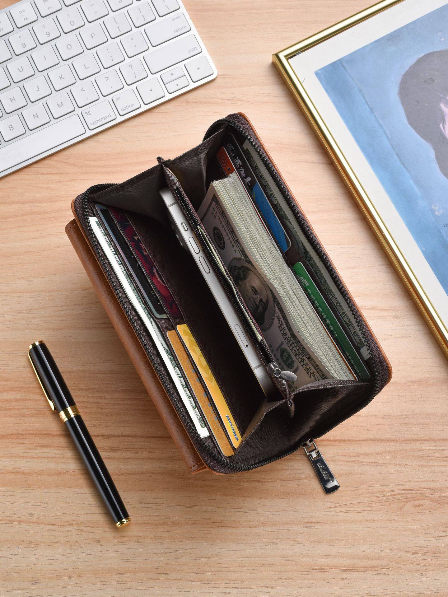 New Men's Long Wallet Women's Zipper Buckle Casual Mobile Phone Wallet Large Capacity Multifunctional Clutch Bag Factory