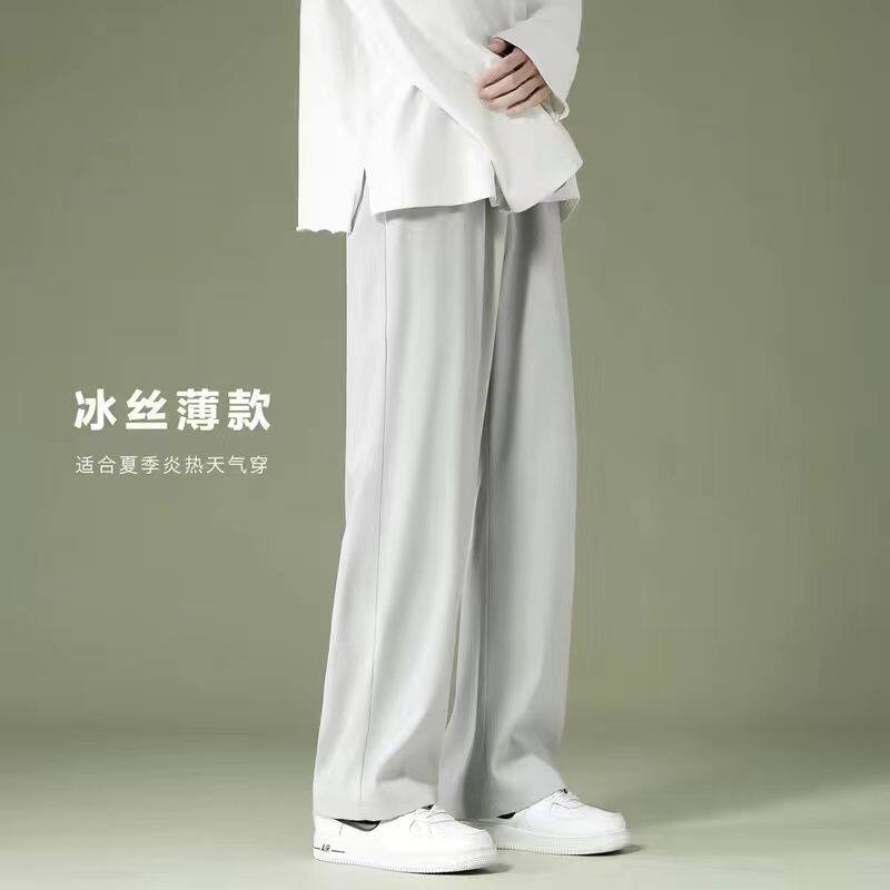 夏季薄款裤子男直筒裤男生潮流百搭宽松九分裤学生夏天阔腿休闲裤