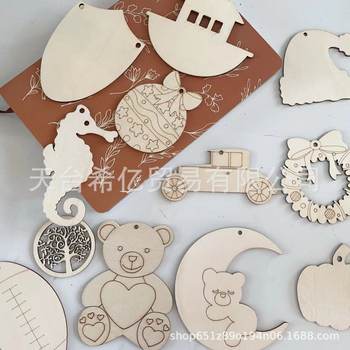 Unfinished Christmas Bells Bear Seahorse Boat Decorations DlY Craft Gift for Family Party