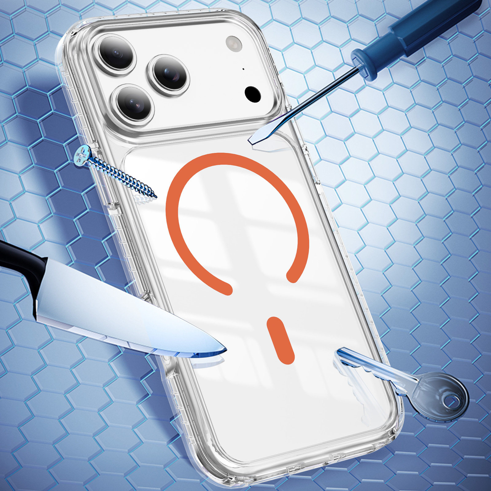 Cross-Border Applicable Apple 17Promax Accessible Luxury High-End Mobile Phone Case Transparent Acrylic 2.5 Thick Yellow-Resistant Protective Cover