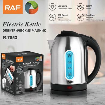 Raf European Standard Household Stainless Steel Electric Water Kettle 1.7L Large Capacity Water Kettle Body Mark Water Kettle