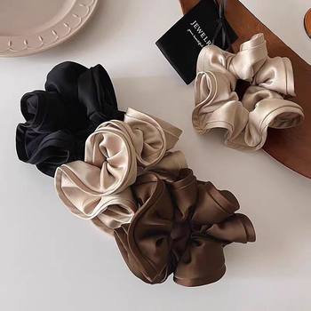 French retro wood ear edge satin large intestine hair ring net red horsetail ball head high sense hair ring wholesale generation