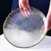 Japanese-Style Striped Glass Plate, Trendy Household Transparent Tableware, Fruit Plate, Western-Style Salad Bowl, Dinner Plate, Dish, Fireworks