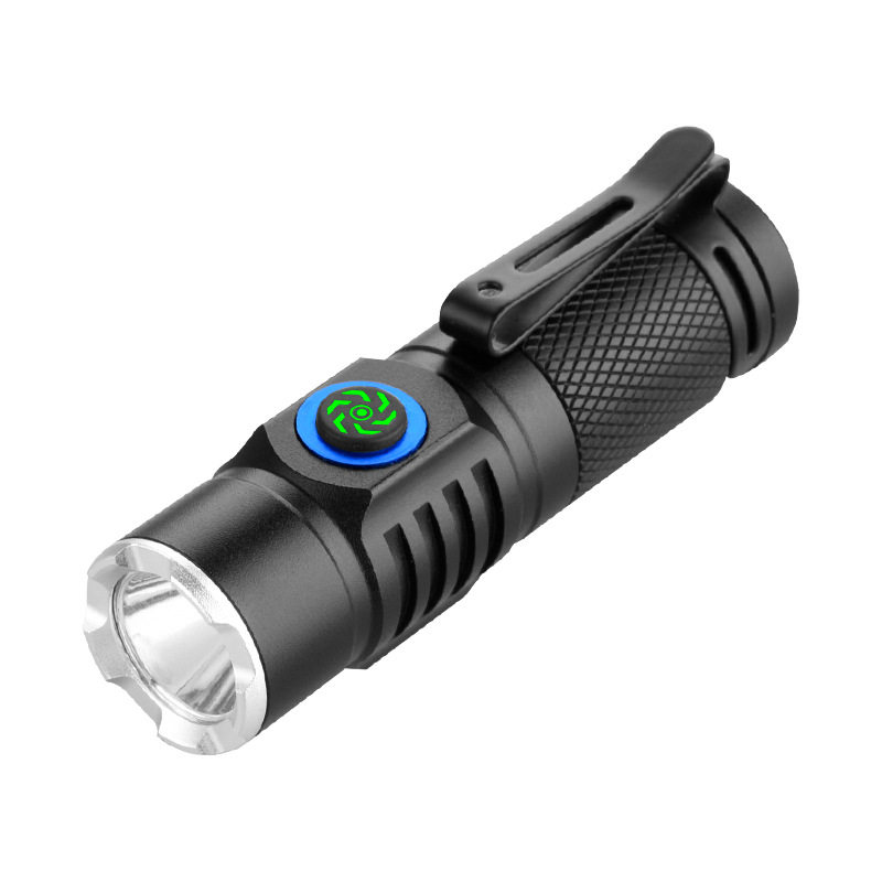 New Mini High-Brightness Flashlight, Convenient Charging Flashlight, Three-Speed Adjustment, Outdoor Hat Clip Light, Work Light 16340