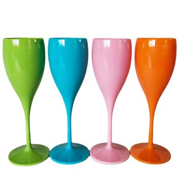 Factory direct plastic champagne glass PP material high temperature resistant goblet slender acrylic champagne glass