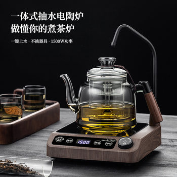 1500W Kung Fu Tea Set Electric Ceramic Stove Tea Kettle Tea Maker Glass Kettle for Boiling Water Quick Heating Waterproof