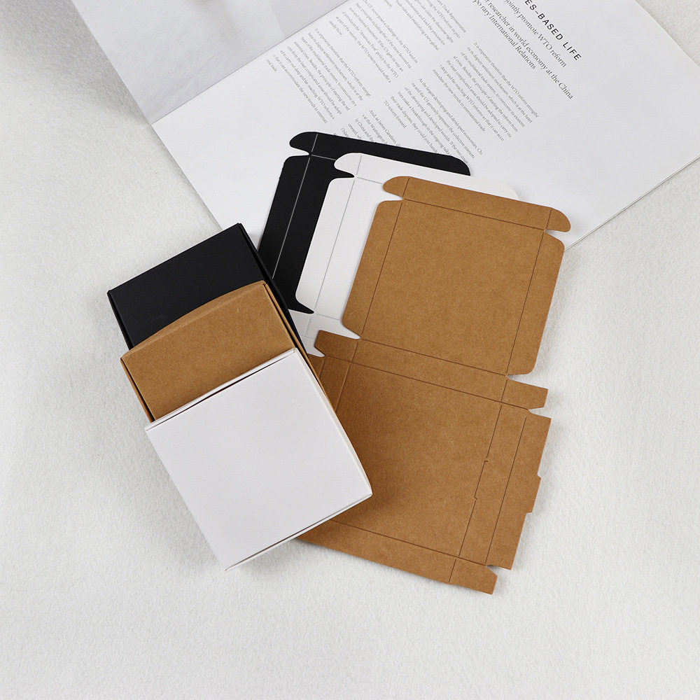 Cross-border explosions kraft paper black aircraft box jewelry paper packaging box white necklace earrings box in stock wholesale