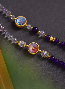 唐卡用链绳紫水晶珠链子绳万能扣链条绳吊坠藏链天珠唐卡挂脖绳子