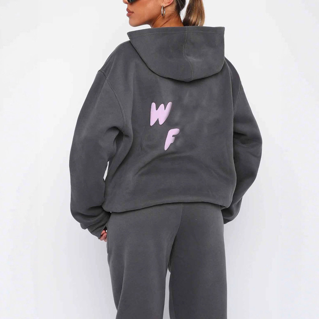 European and American Cross-Border Spring, Autumn and Winter New Sweatshirt Suit Fashionable Sports Logo Long-Sleeved Pullover Hooded Sweatshirt Two-Piece Set