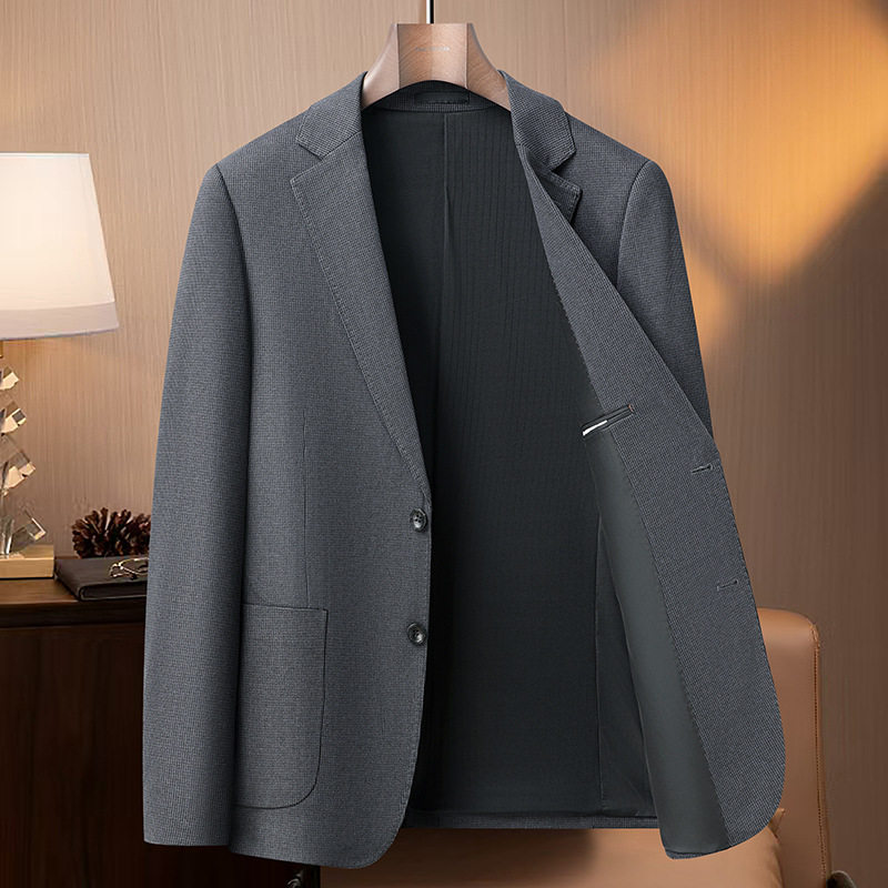Áo Vest Nam Dệt Kim Sọc Tăm Dáng Ôm Co Giãn Chống Nhăn Màu Xám, Nâu Cà Phê
