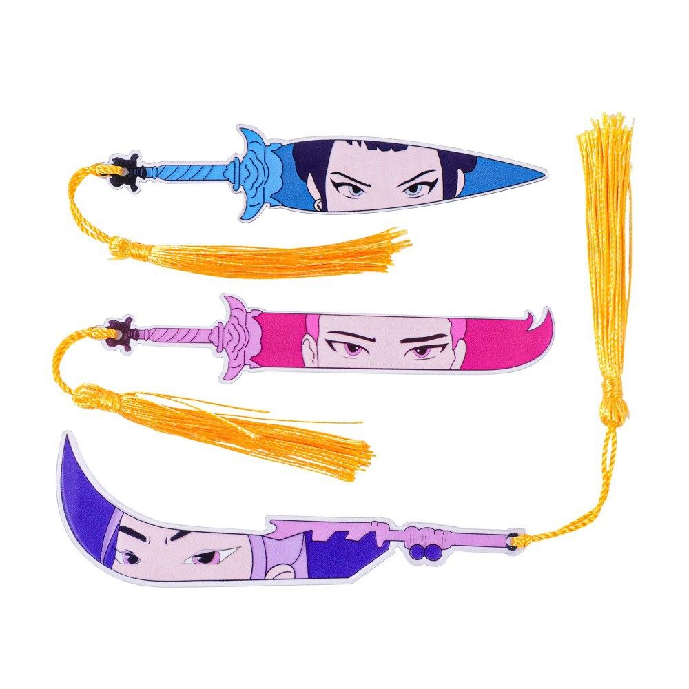 Cross-Border Knife-Shaped Demon Hunters K-Pop Demon Hunters Themed Acrylic Tassel Bookmark