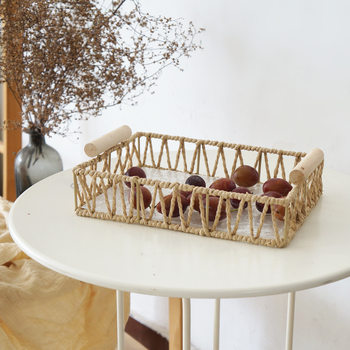 Nordic-style Fruit Storage Basket Hand-woven Storage Tray Bread Basket Light Luxury Desktop Snack Storage Box
