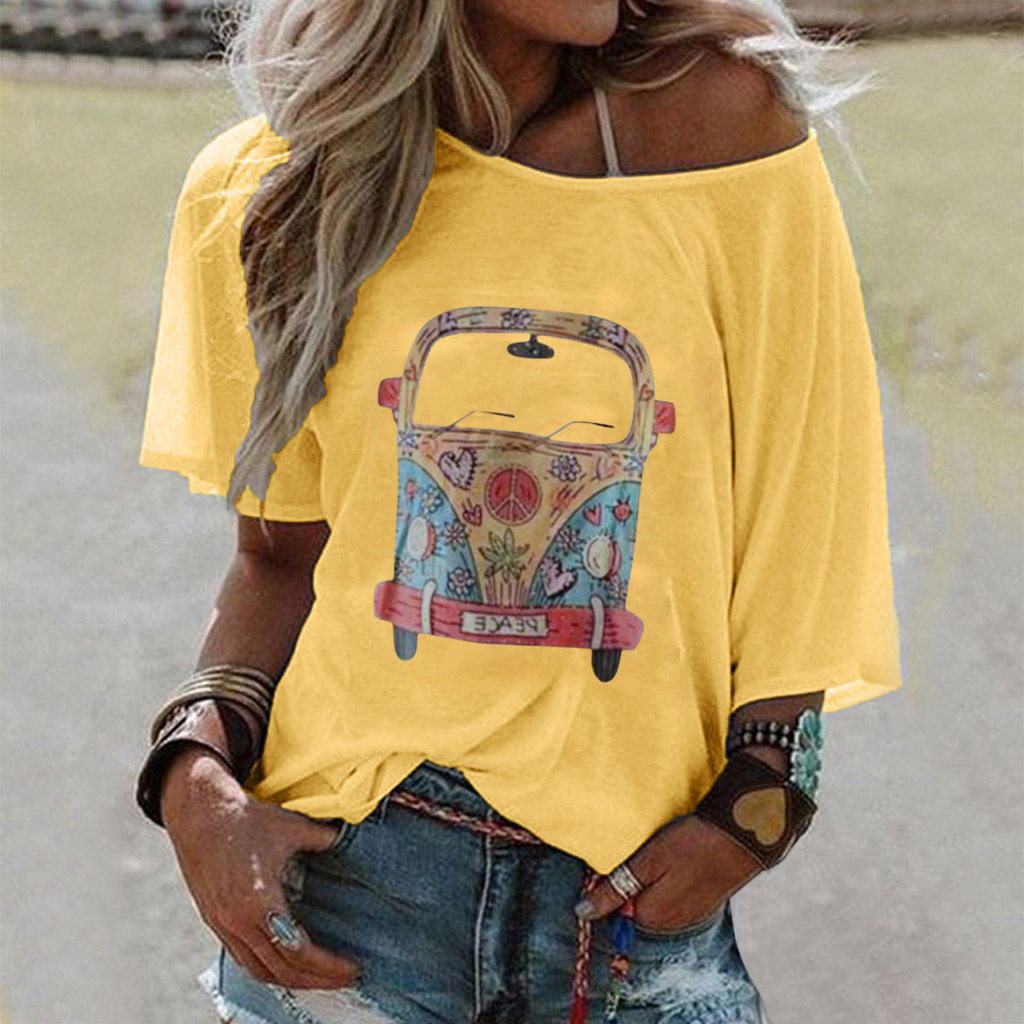 Womens Fashion Short Sleeve T Shirt Trendy Print Design Casual Wear for Everyday Use Wholesale Available