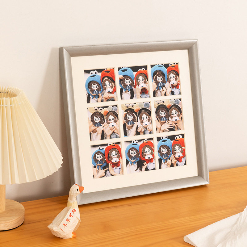 Log Color DIY Jiugongge Photo Frame Couple Wedding Commemoration Photo Made into Picture Frame Wall Hanging Children's Photo