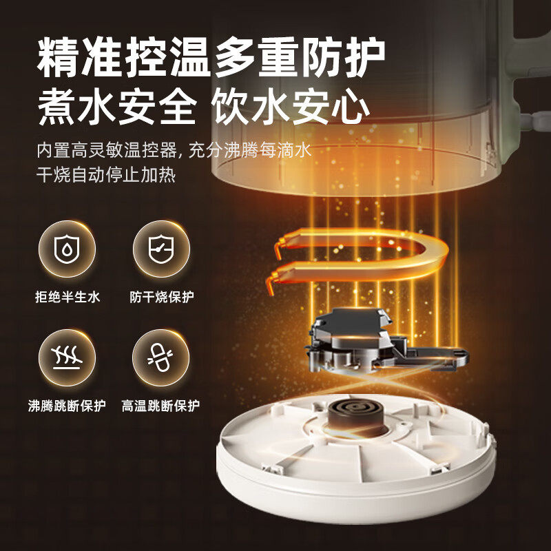 Bear Electric Water Kettle 304 Stainless Steel 1.5L Capacity Household Water Kettle Intelligent Automatic Power Off Zdh-P15G8