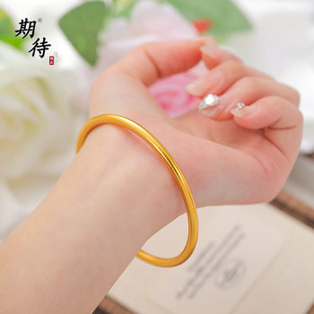 Ancient Gold-Plated Bracelet That Does Not Fade, Wholesale New Chinese Style Solid Plain Surface, Simple Retro Fashion Versatile Plain Ring Bracelet