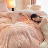 Winter Accessible Luxury Warm Milk Velvet Four-Piece Set Double-Sided Thickeneded Quilt Cover Bed Sheets Three-Piece Set Coral Velvet Bedding