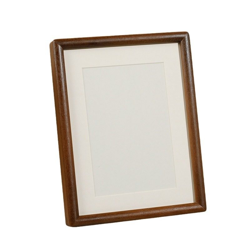 Solid wood mortise black walnut rounded photo frame decoration 6 7 8 10 inch couple photo frame wall hanging factory wholesale