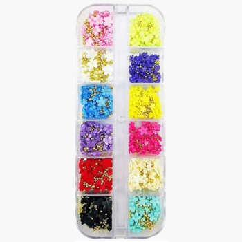 Cross-border net red small white flower daisy peony rose steel bead nail jewelry three-dimensional five-petal flower nail resin flower