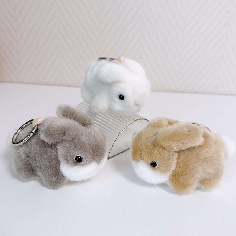 Original Plush Cute Realistic Mimi Rabbit Plush Keychain Bag Charm Small Rabbit Doll Pendant Gift