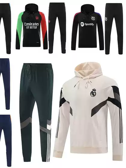 Wholesale 242526 Football Hooded Jacket Sweatshirt Football Pre-Match Training Uniform Appearance Uniform Argentina Barcelona Loose Fit