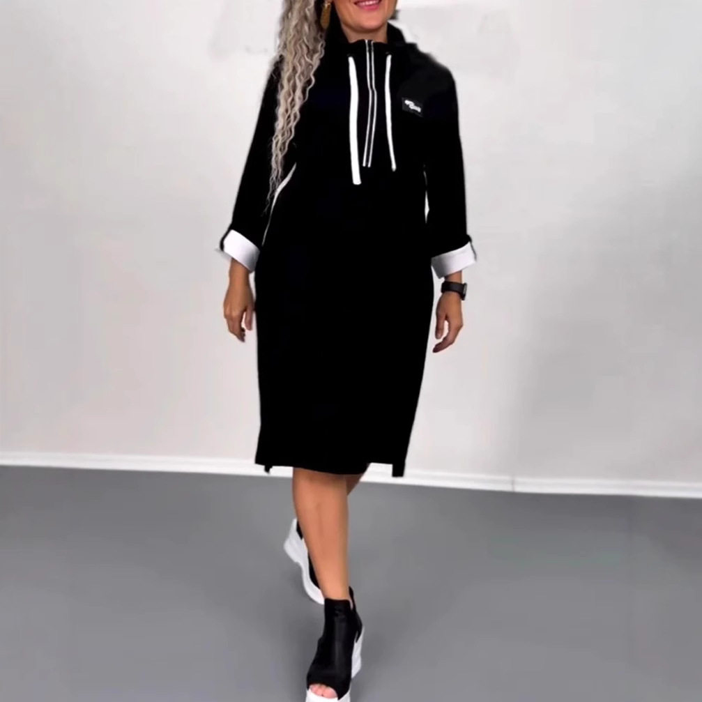 High Neck Long Sleeve Dress Casual Style Autumn Winter Collection Comfortable Fabric Wholesale Available