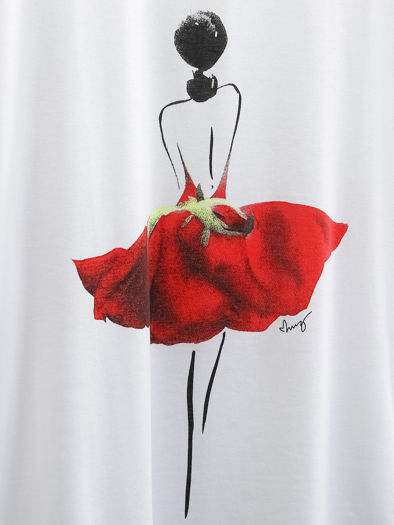 Casual Loose Fit Short Sleeve T Shirt Red Rose Floral Print Fashionable for Everyday Wear Wholesale Available