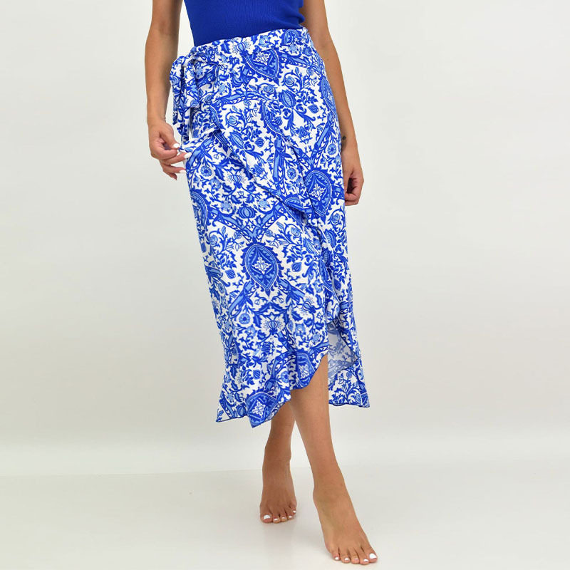 Vintage Paisley Print Asymmetrical Midi Skirt Retro Style Bohemian Vibe Perfect for Summer Wholesale Available