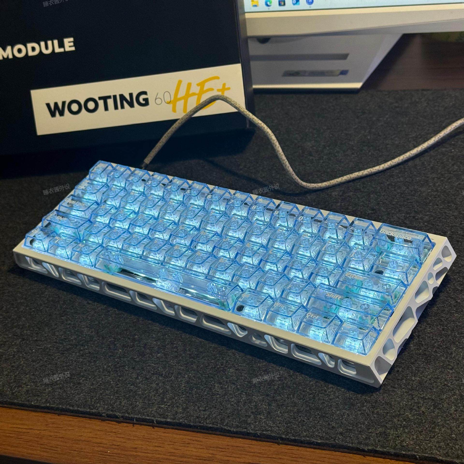 Glacier Blue Pc Transparent Keycap Pad Printing Original Light-Transmitting Adapter Wooting Us and Canadian Lionmai Magnetic Axis Keyboard