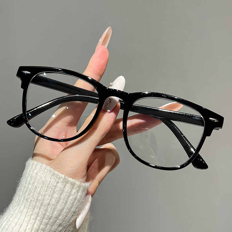 Tea Tortoise Shell Rice Nail Glasses Frame 2025 New Big Face Slimming Look Ultra-Light Flat Glasses