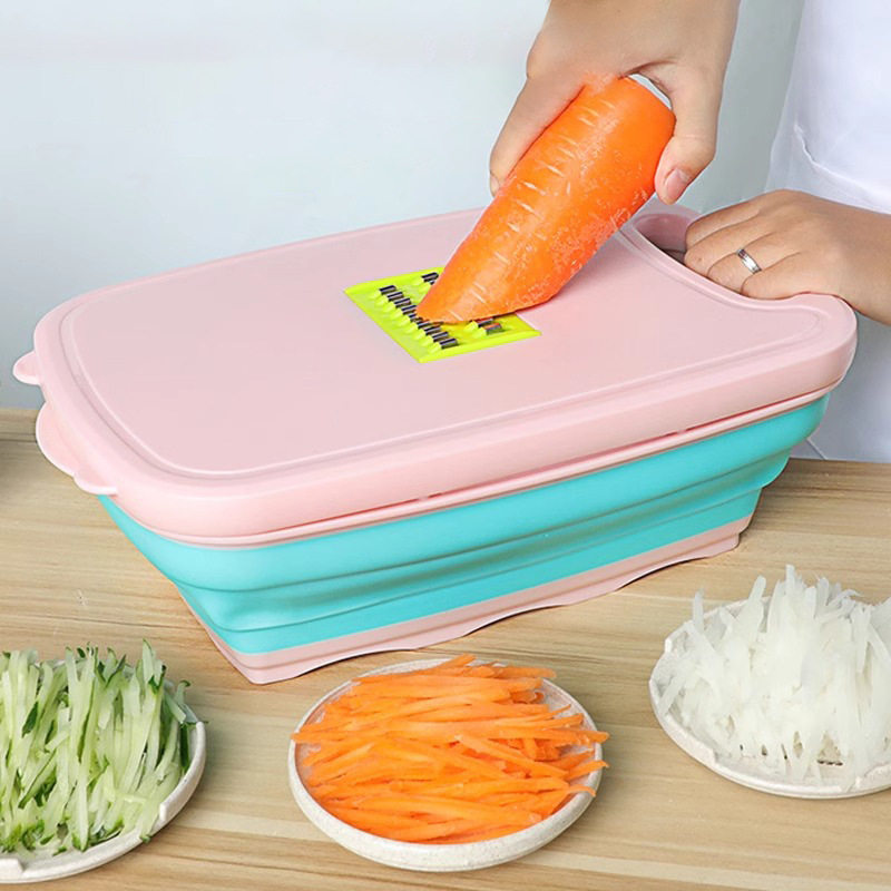 Creative Multi-functional Folding Cutting Board Cutter 9-piece Set New PP Plastic Cutting Board Retractable Draining Basket Vegetable Basket