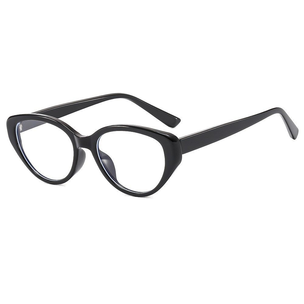 New Retro Cat's Eye Round Face Glasses Anti-Blue Light Glasses Frame Student Flat Light Can be Configurable for Women's Shake Voice Live