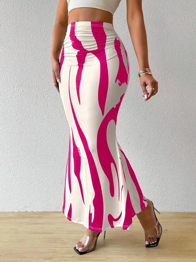 High Waisted Pencil Skirt Slimming Zebra Print Fishtail Design Comfortable Fit Perfect for Parties and Events