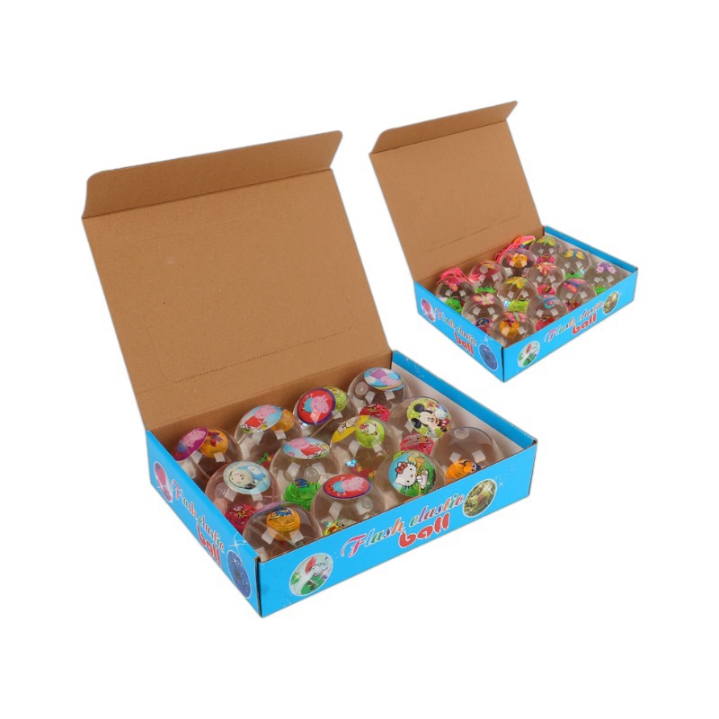 卡通带绳子水晶球发光大号实心弹力球七彩魔幻闪光儿童玩具跳跳球