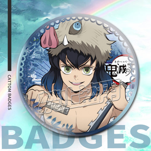 新款鬼灭之刃同人吧唧蝴蝶忍周边谷子祢豆子原创授权银葱双闪徽章 - 图2