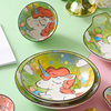 Unicorn ceramic bowl plate Japanese cartoon hand-painted tableware cute household children's rice noodle bowl dish plate suit