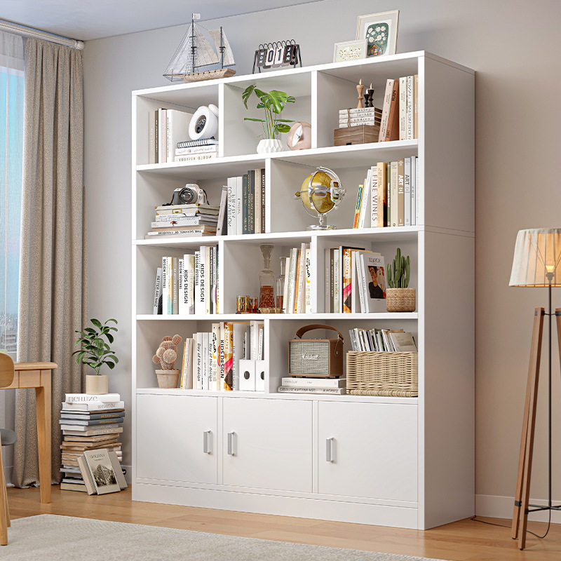 Simple Bookshelf Floor-Standing Wall Living Room Storage Rack Layered Storage Rack Storage Cabinet About Modern Home Bookcase Bookshelf