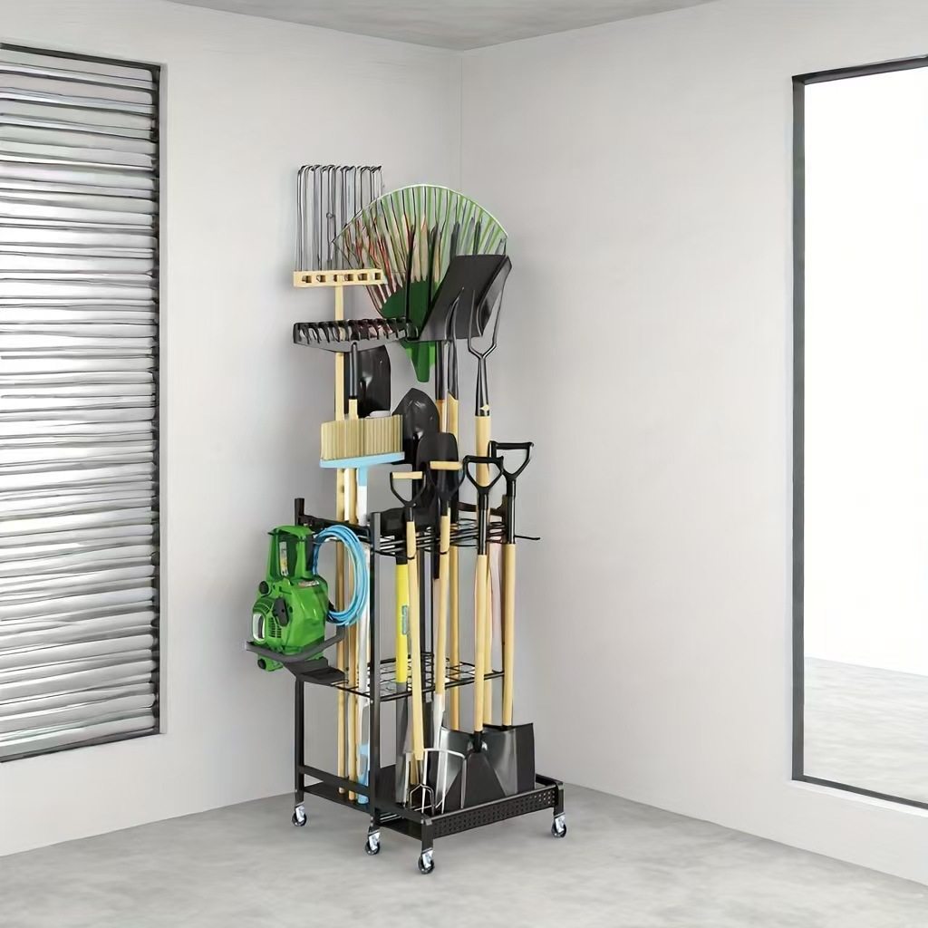 Amazon Cross-Border Iron Gardening Tool Storage Rack Hanging Shovel Mop Storage Rack Floor-Standing Garden Organization