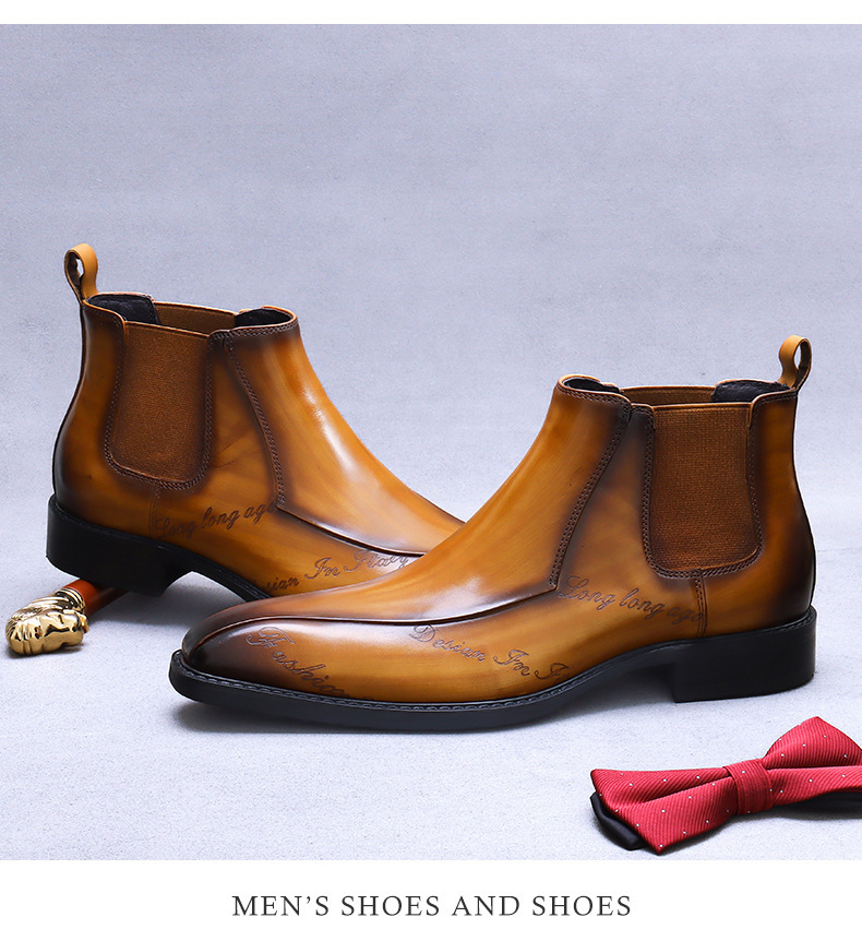 Giày Chelsea Boot nam cổ cao da bò thật phong cách công sở — Màu nâu, Màu đen, Màu cà phê