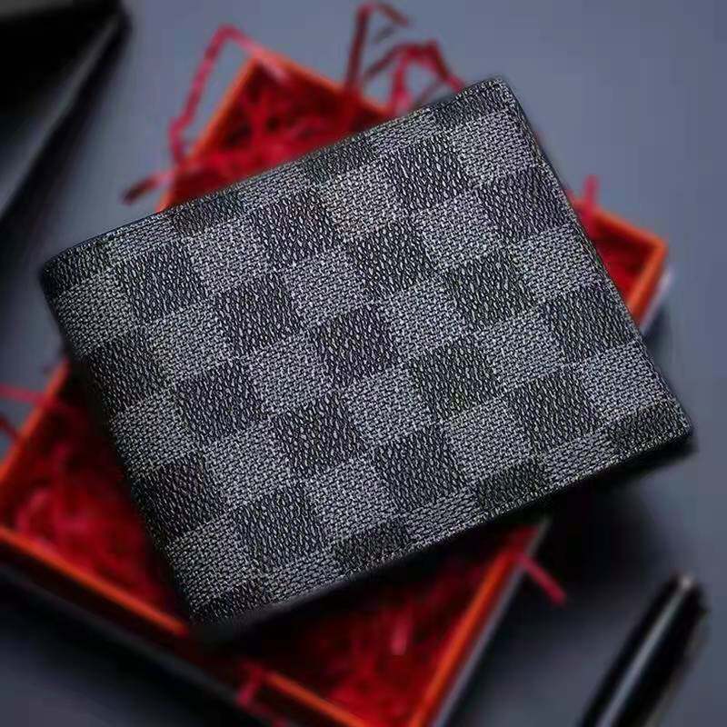 New Men's Wallet Plaid Men's Wallet Short Wallet Simple Fashion Trendy Brand Men's Wallet